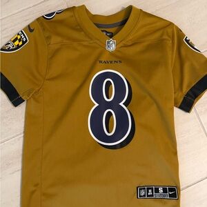Nike Baltimore Ravens Lamar Jackson #8 Jersey NFL Football Kids Youth Small Gold